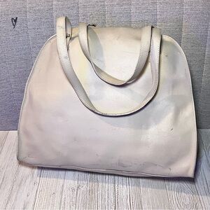 Elegant Cream Leather Tote Bag